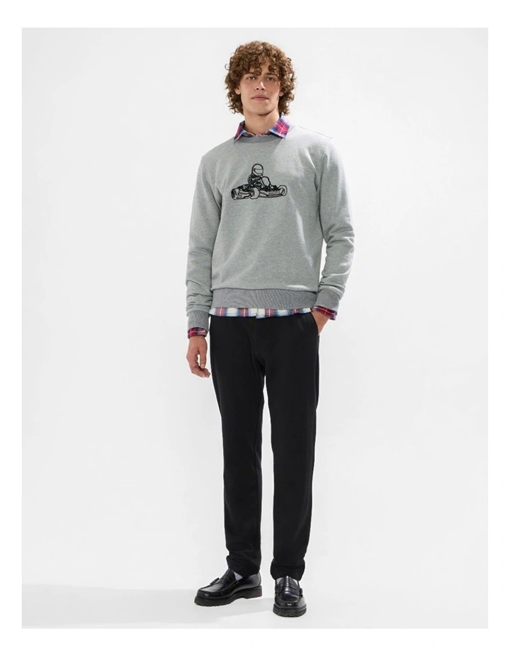 The Karting Line Sweat in Grey Marle image 2