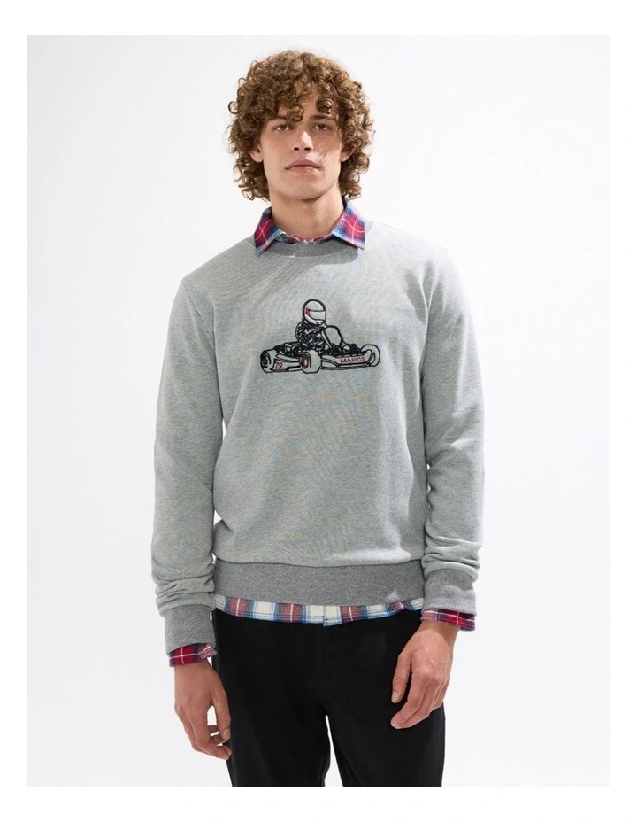 The Karting Line Sweat in Grey Marle image 2