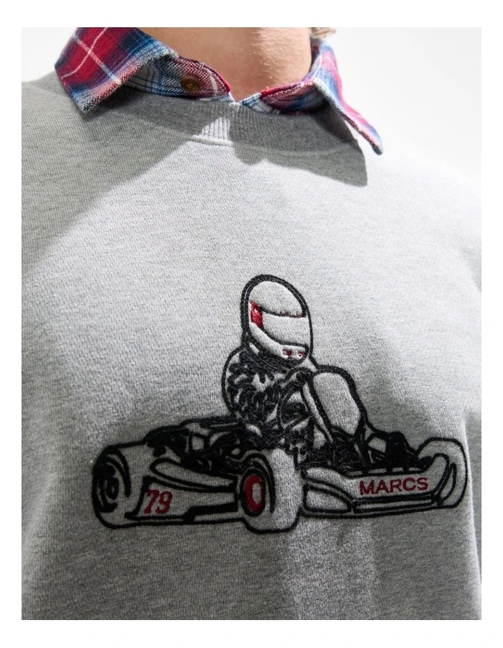 The Karting Line Sweat in Grey Marle image 4