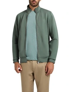 Neo Zip Thru Sweater in Balsam Green