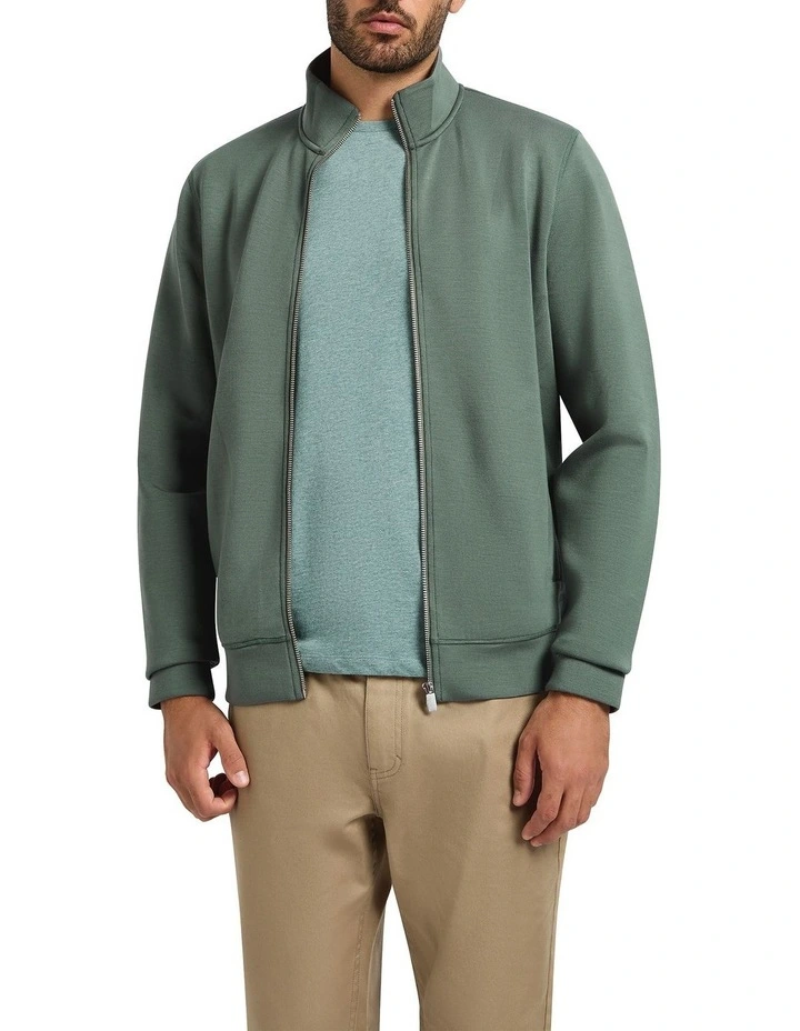 Neo Zip Thru Sweater in Balsam Green image 1