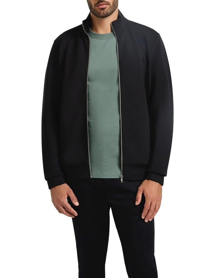 Neo Zip Thru Sweater in Black image 1
