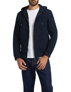 Helme Zip Through Hoodie in Navy