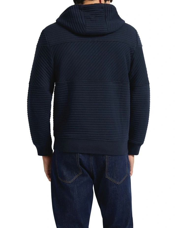 Helme Zip Through Hoodie in Navy image 2