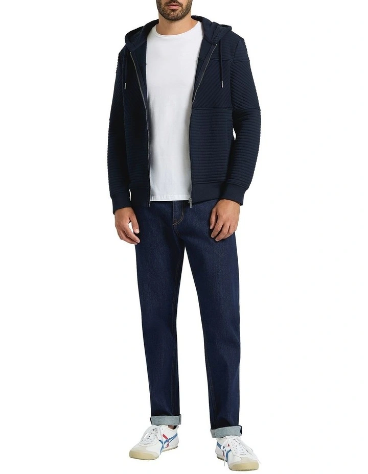 Helme Zip Through Hoodie in Navy image 4