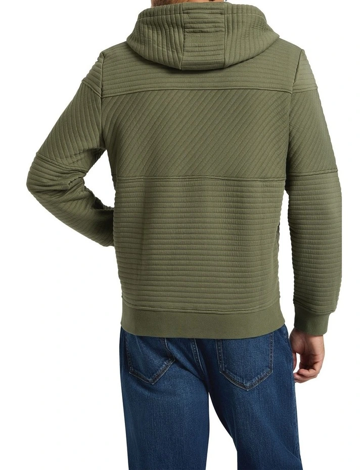 Helme Zip Through Hoodie in Washed Khaki image 2