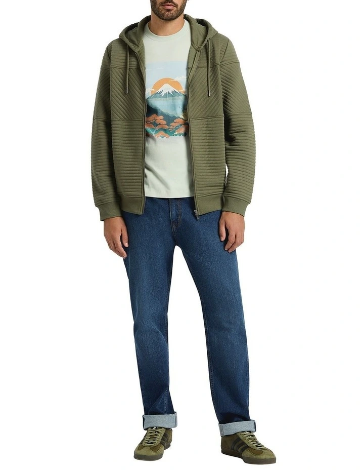 Helme Zip Through Hoodie in Washed Khaki image 4
