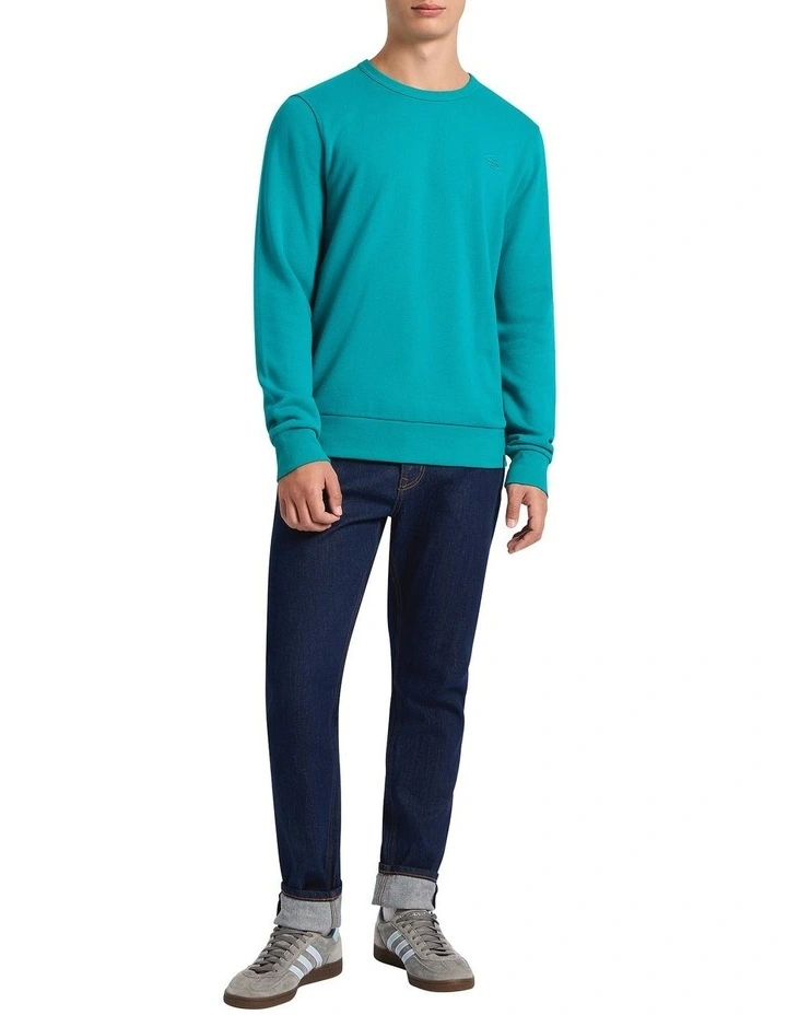 Marcs Logo Badge Sweat in Teal Green image 3