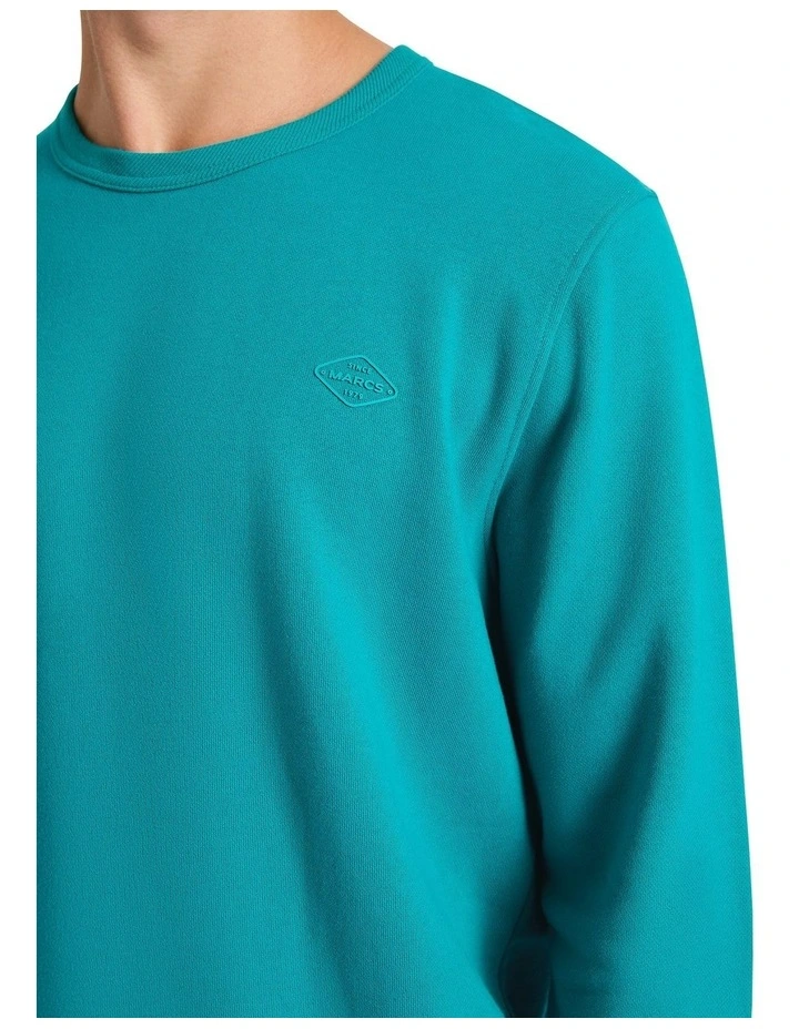 Marcs Logo Badge Sweat in Teal Green image 4