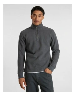 Let It Rain 1/4 Zip Sweat in Charcoal