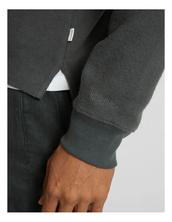 Let It Rain 1/4 Zip Sweat in Charcoal image 4