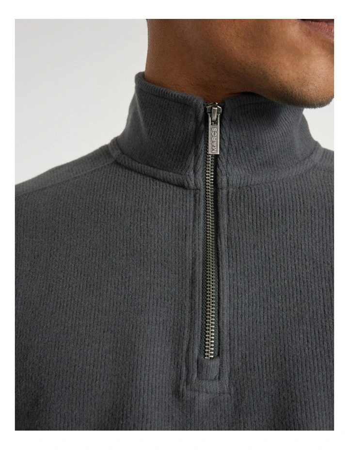Let It Rain 1/4 Zip Sweat in Charcoal image 4