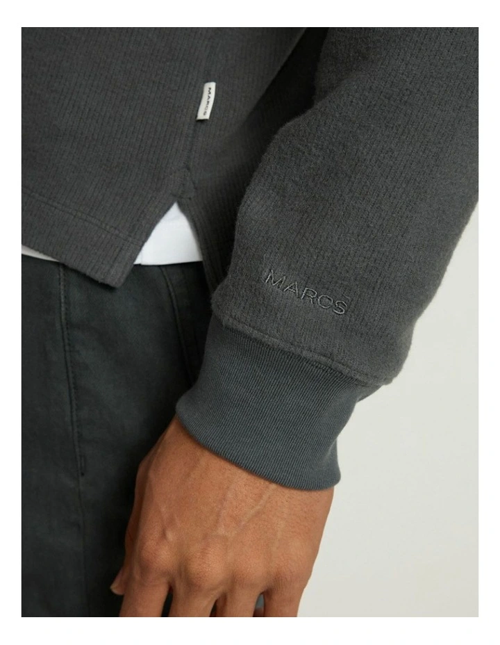 Let It Rain 1/4 Zip Sweat in Charcoal image 5
