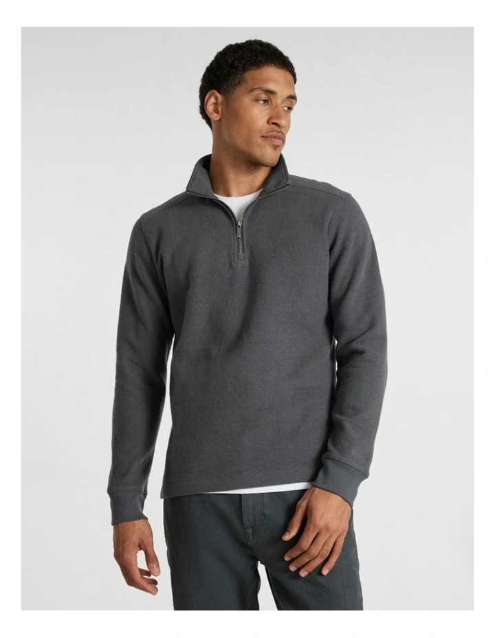 Let It Rain 1/4 Zip Sweat in Charcoal image 6