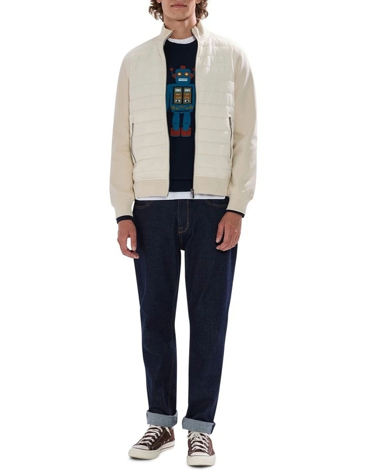 Dimitri Padded Zip Front Sweat in Biscuit image 2