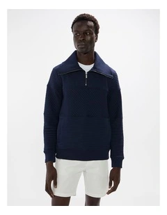 Helme 1/4 Zip Sweat in Navy
