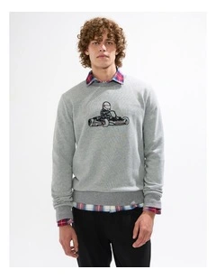 The Karting Line Sweat in Grey Marle