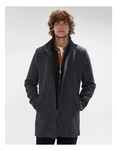 Kurt Wool Blend Coat in Charcoal