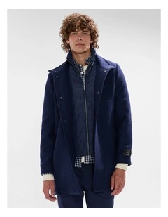Kurt Wool Blend Coat in Navy