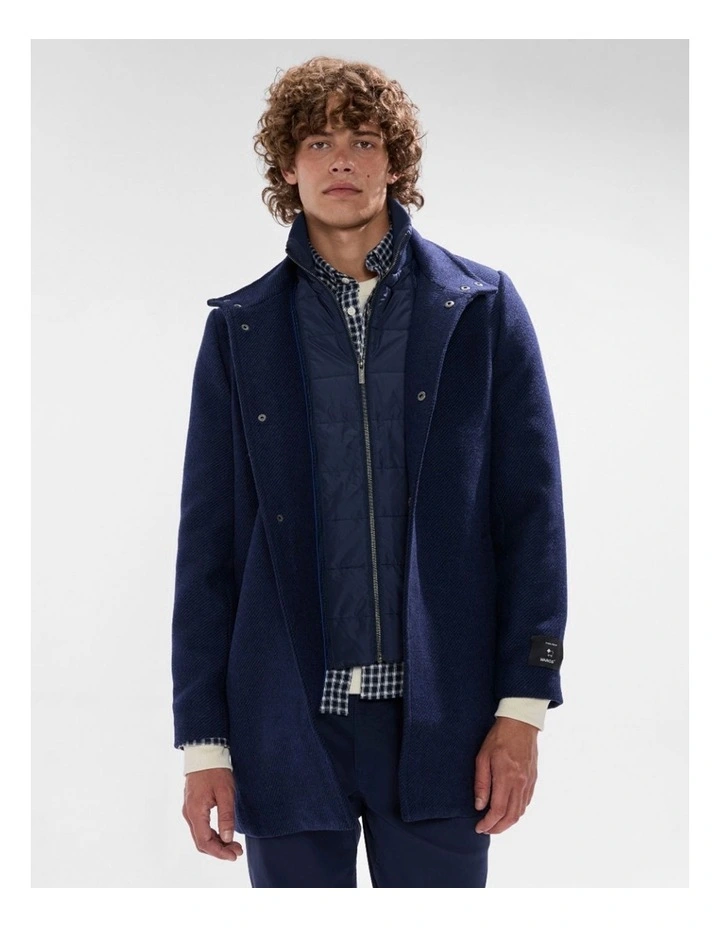Kurt Wool Blend Coat in Navy image 1