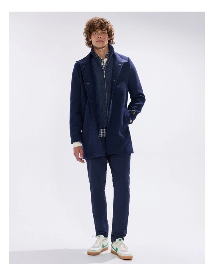 Kurt Wool Blend Coat in Navy image 1