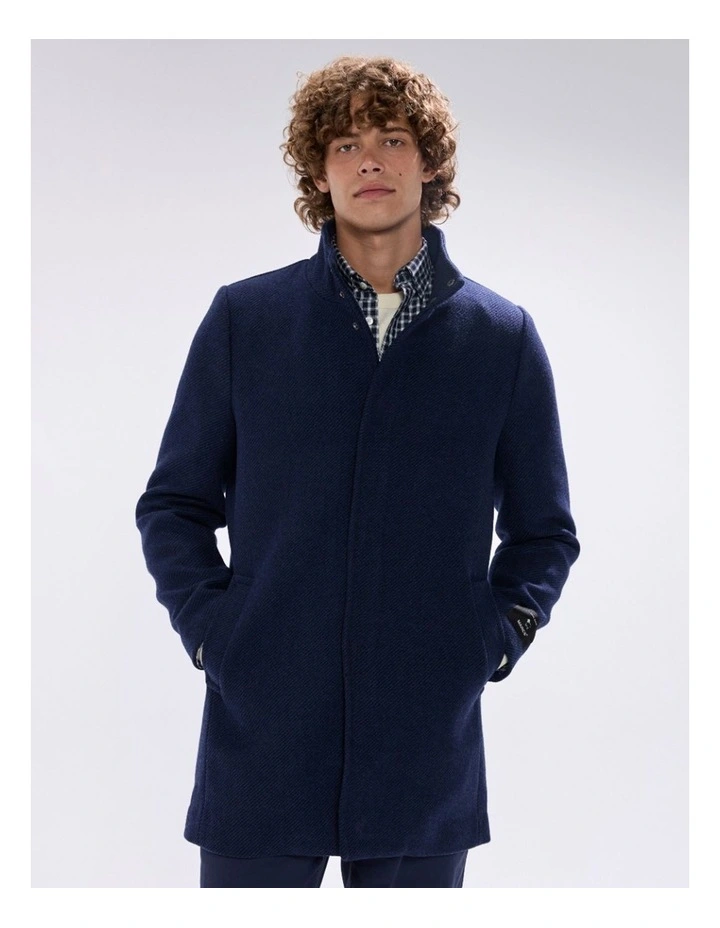 Kurt Wool Blend Coat in Navy image 5