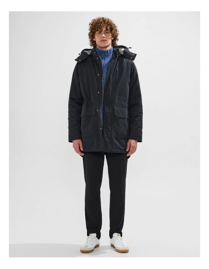 Lenny Longline Parka in Black image 2
