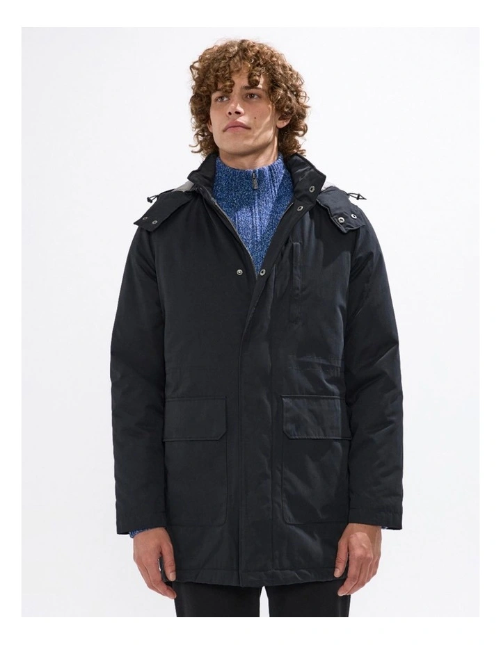 Lenny Longline Parka in Black image 2