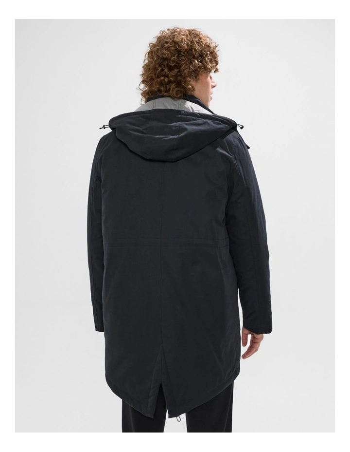 Lenny Longline Parka in Black image 3