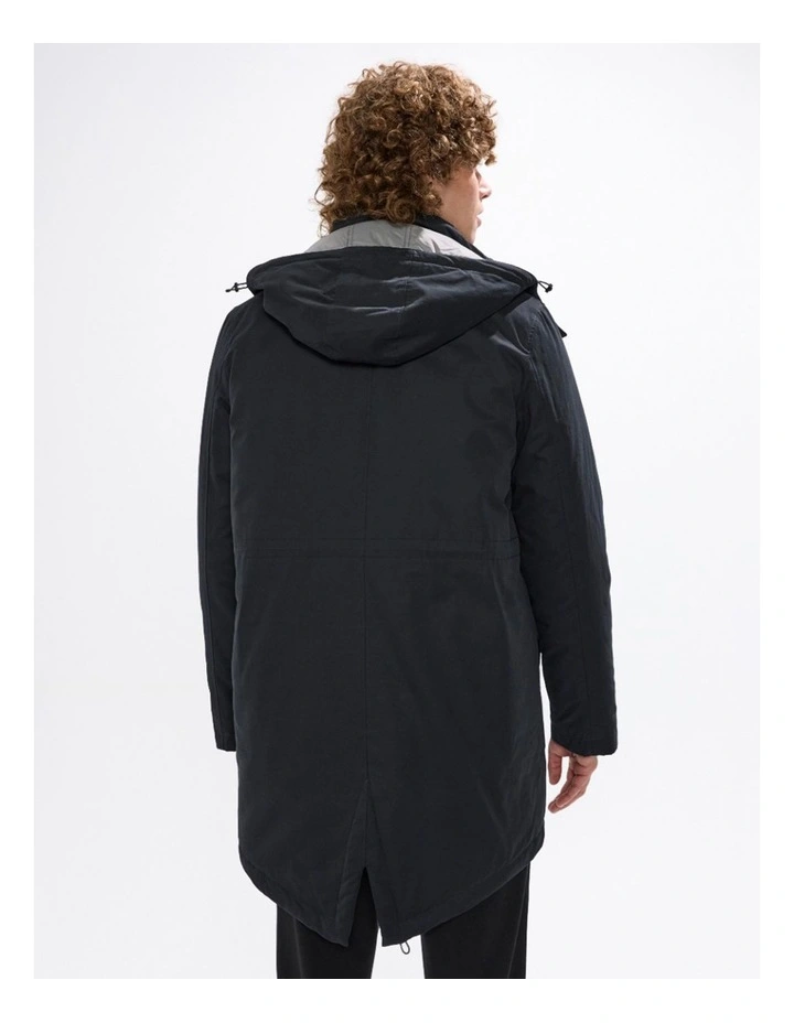 Lenny Longline Parka in Black image 6