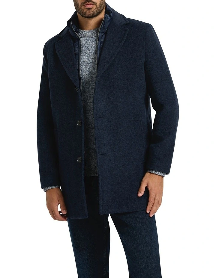 Sean Wool Blend Coat in Navy Marle image 2