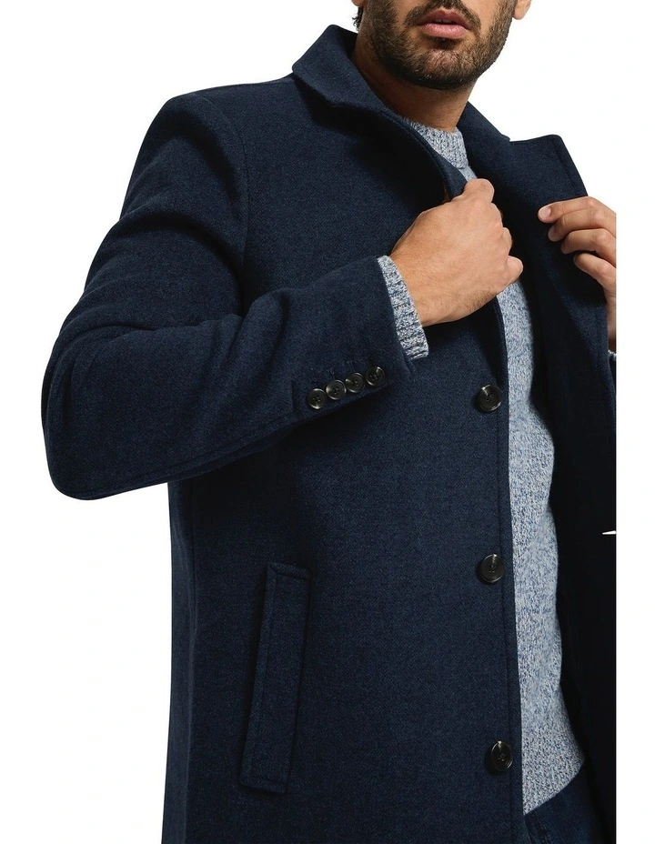 Sean Wool Blend Coat in Navy Marle image 3