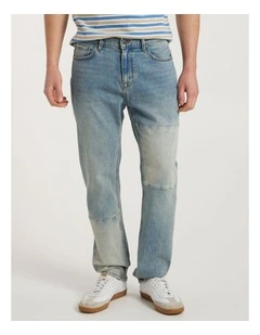 Hugo Relaxed Fit Patch Jean in High Low Wash