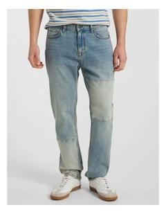 Hugo Relaxed Fit Patch Jean in High Low Wash