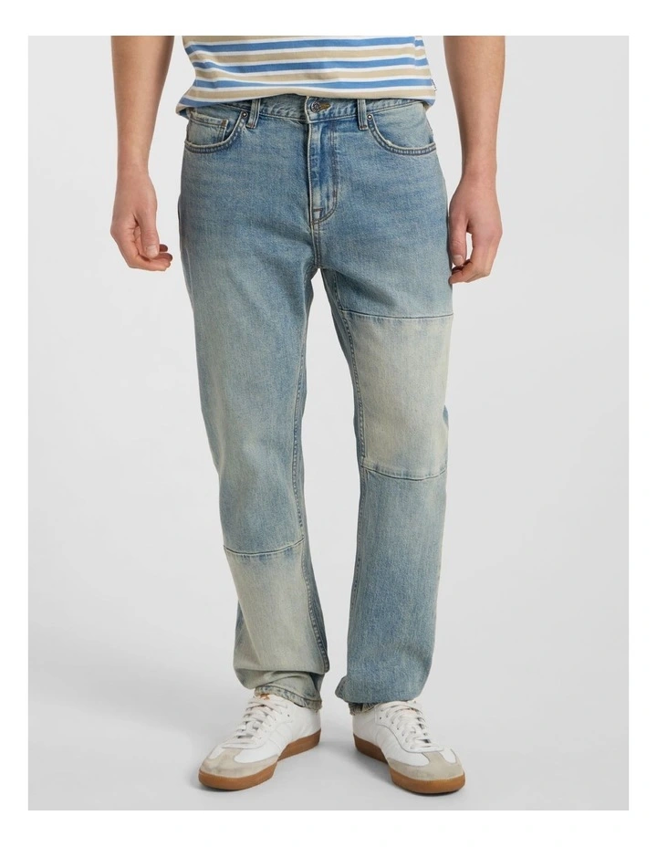 Hugo Relaxed Fit Patch Jean in High Low Wash image 2