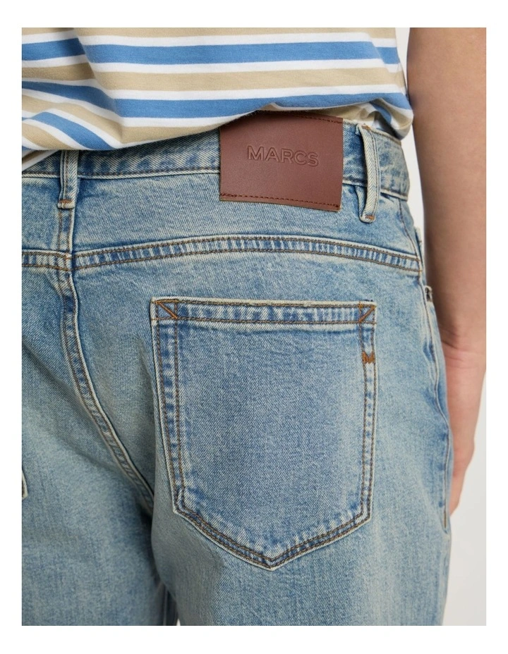 Hugo Relaxed Fit Patch Jean in High Low Wash image 3
