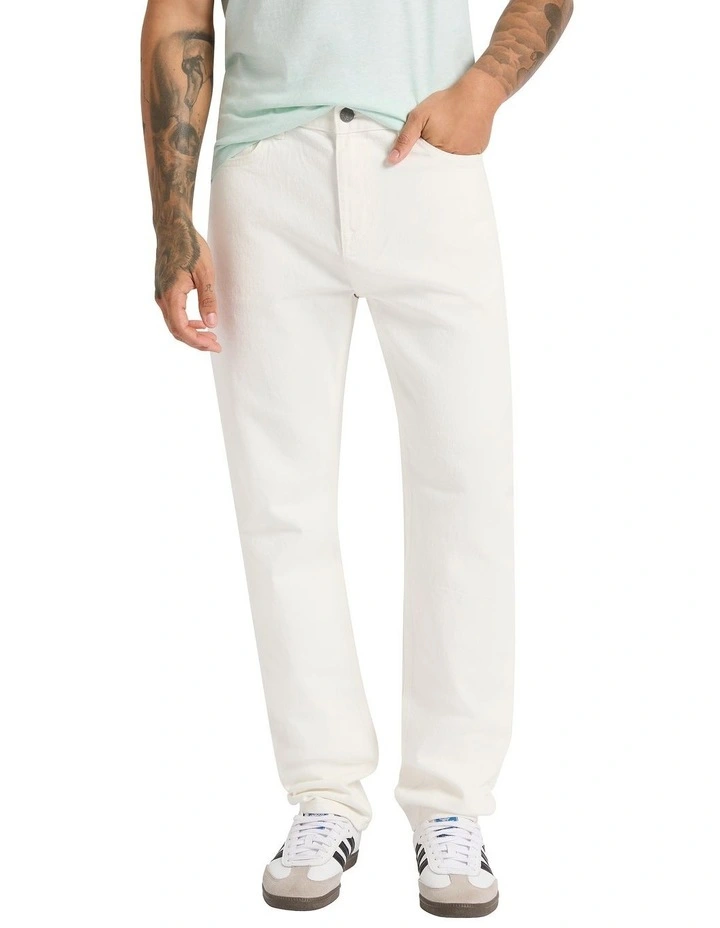 Hugo Relaxed Fit Jean in Ivory image 2