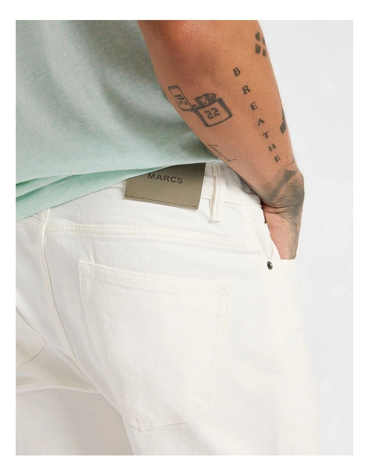 Hugo Relaxed Fit Jean in Ivory image 4