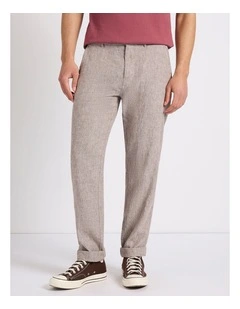 Tobias Linen Pant in Brown Stripe