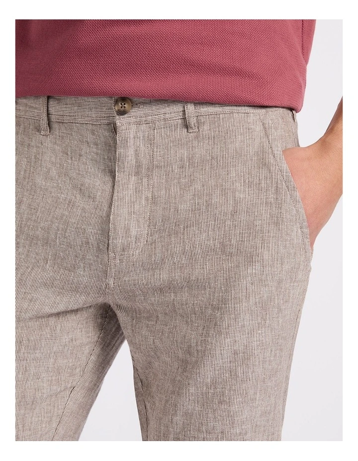 Tobias Linen Pant in Brown Stripe image 2