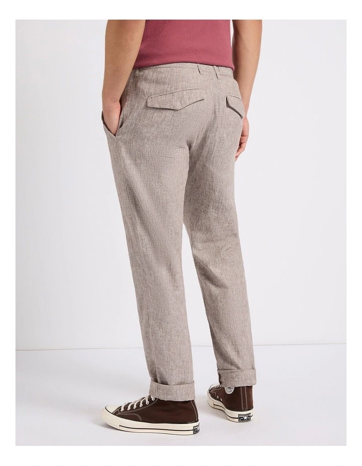 Tobias Linen Pant in Brown Stripe image 3