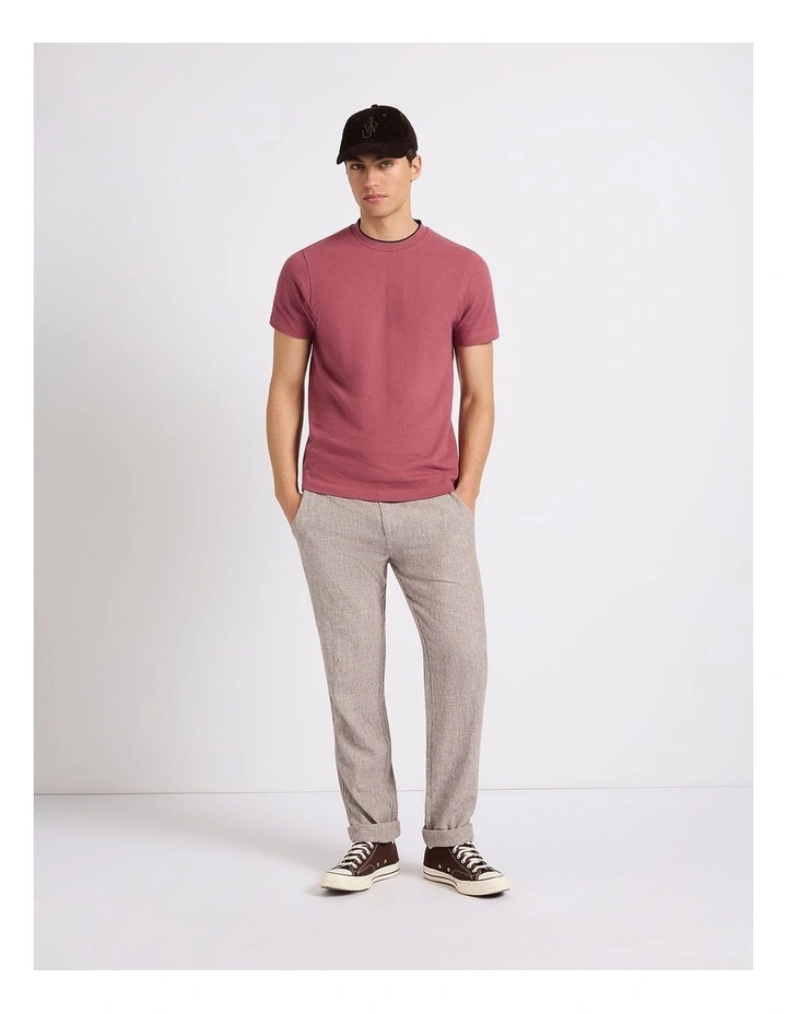 Tobias Linen Pant in Brown Stripe image 4