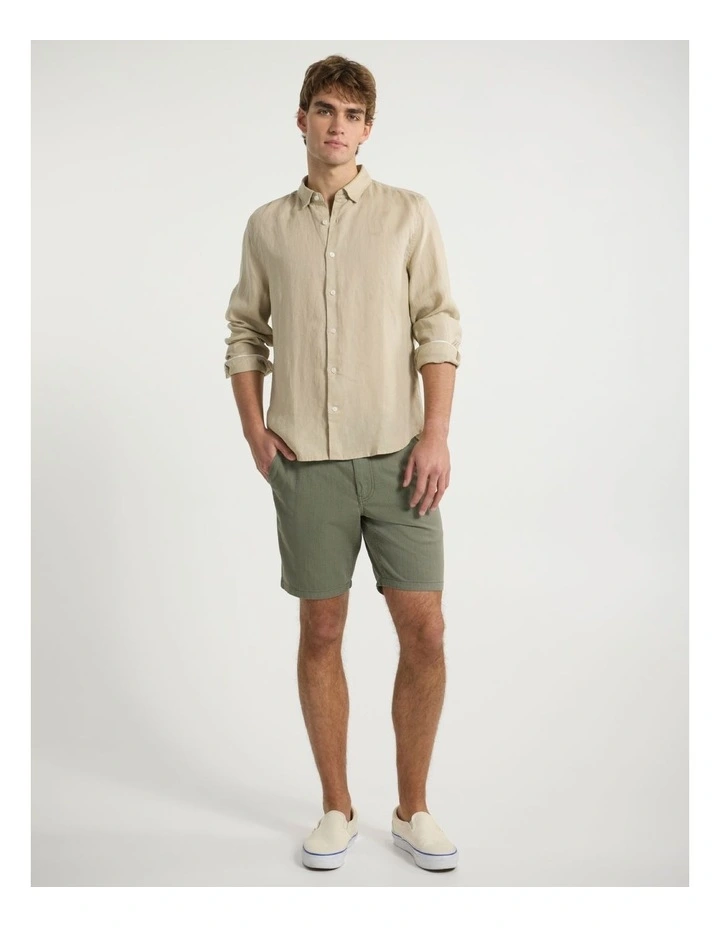 Brayden Textured Chino Short in Dark Olive image 1