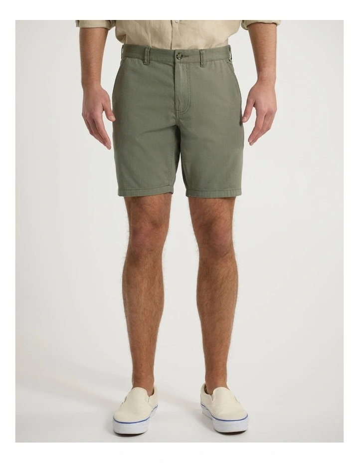 Brayden Textured Chino Short in Dark Olive image 2