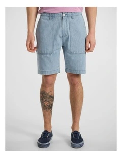 Nick Stripe Denim Short in Blue Stripe