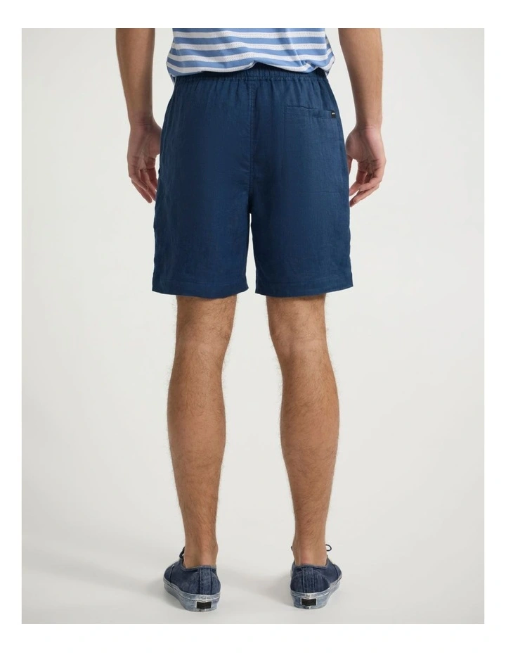 Carter Linen Short in Navy image 3