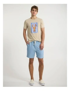 Carter Linen Short in Storm Blue