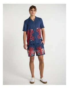 Against The Coral Swim Short in Navy Multi