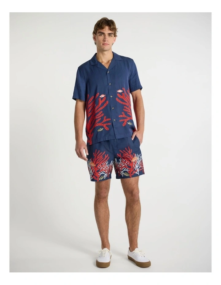 Against The Coral Swim Short in Navy Multi image 1