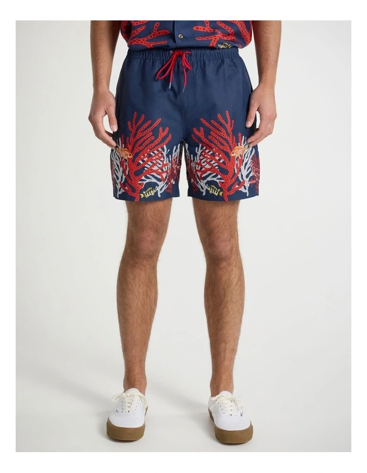 Against The Coral Swim Short in Navy Multi image 2